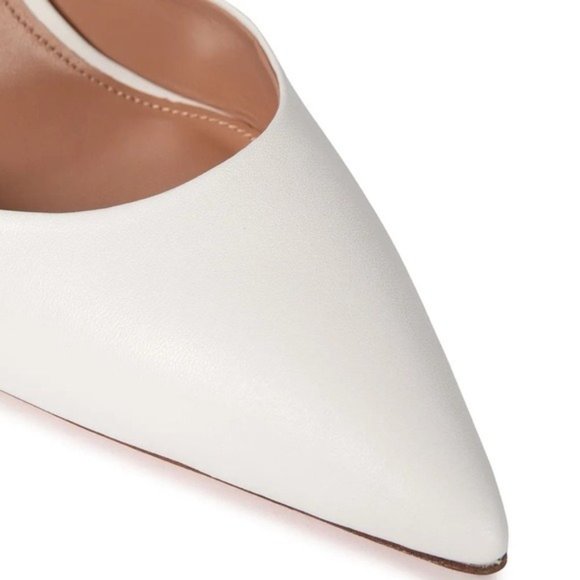 Aquazzura Casablanca 105 White Leather Pointed Toe Pumps - Picture 3 of 15